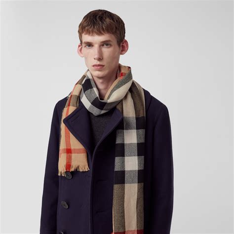 burberry lightweight check wool & cashmere blend scarf|Check Wool Scarf in Knight .